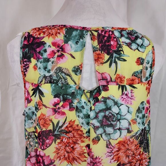 Signature Robbie Bee Womens Dress 14P Multicolor Floral Chiffon Sleeveless Lined - Picture 6 of 13